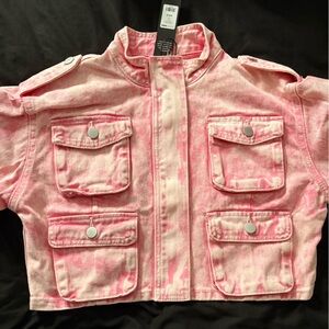Fashion Nova Pink Tie-Dye Jean Jacket